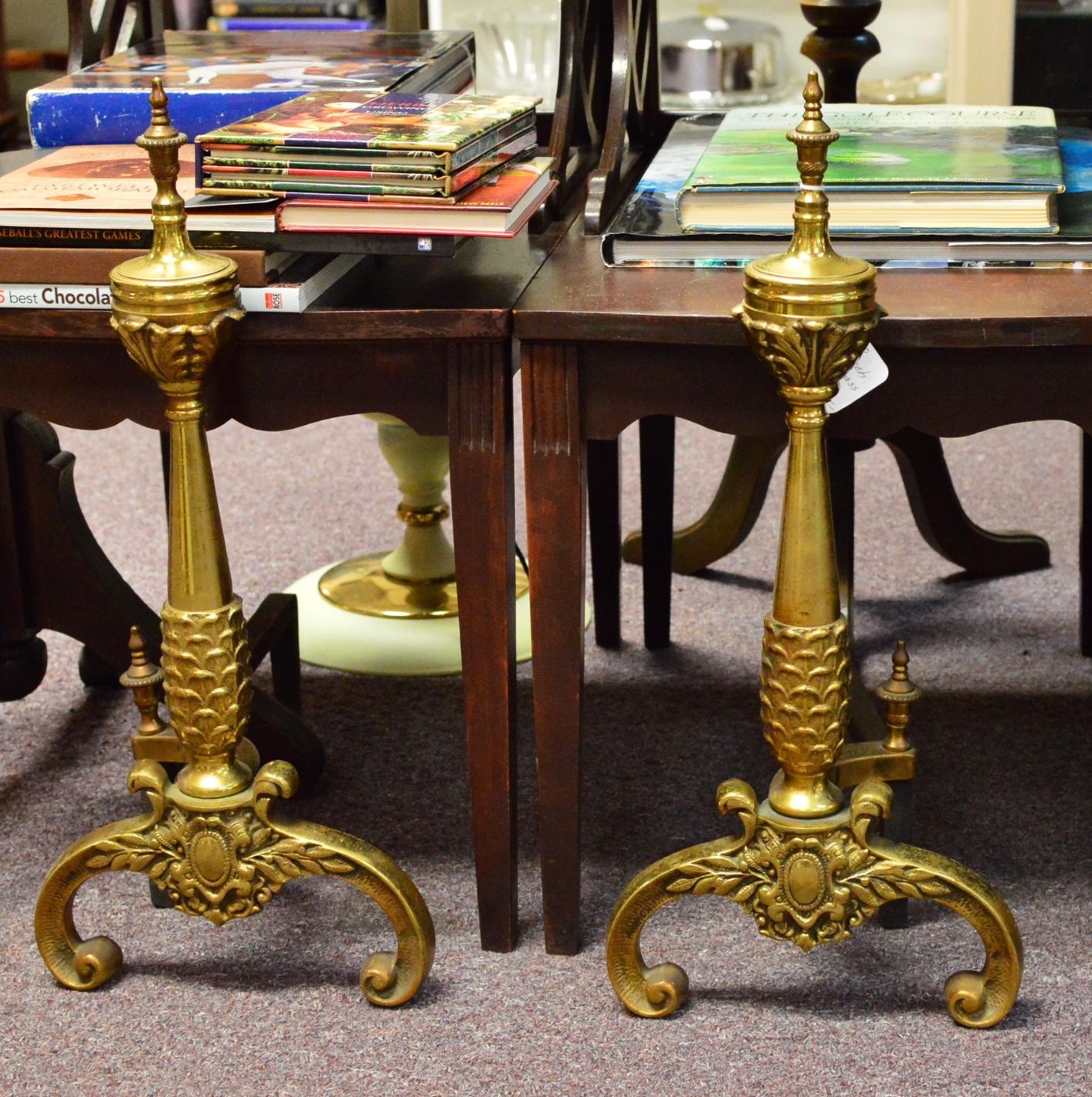 19th century French fireplace brass andirons