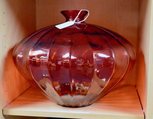 Red glass bowl