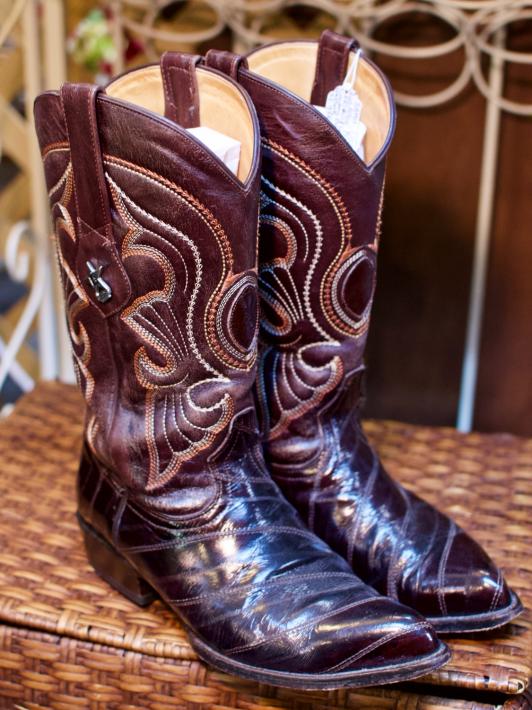 “Los Altos” Mens eel skin leather cowboy boots
