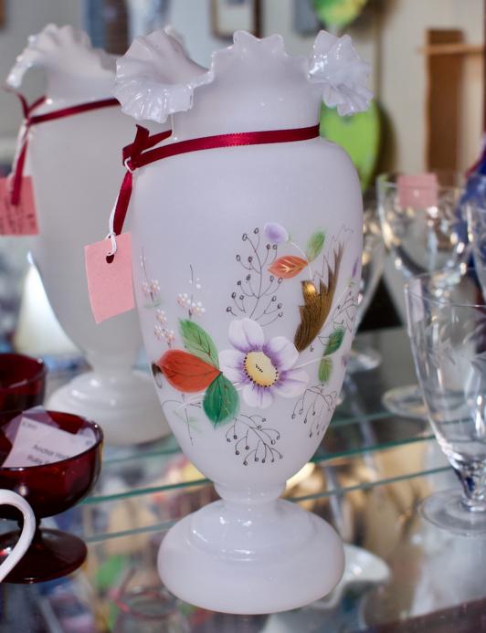 Opaque Bristol glass vase