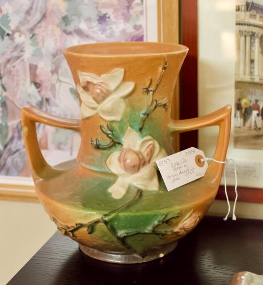 Roseville pottery brown magnolia vase