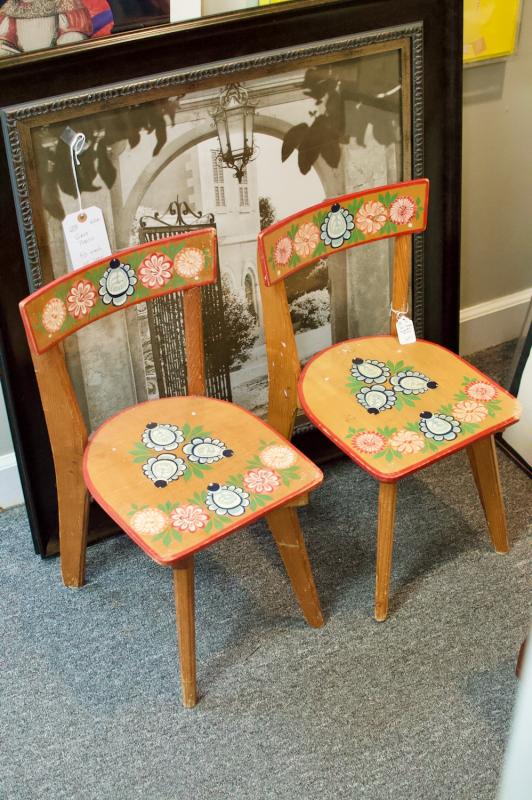 Pair of vintage decorated chairs