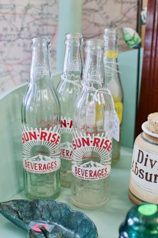 Sun rise beverages vintage soda bottles