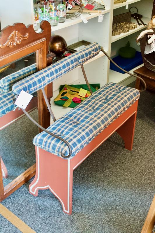 Vintage upholstered buggy / carriage bench