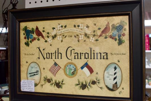 “North Carolina” framed sign by Folkhart Cass Frames of Galion, Ott