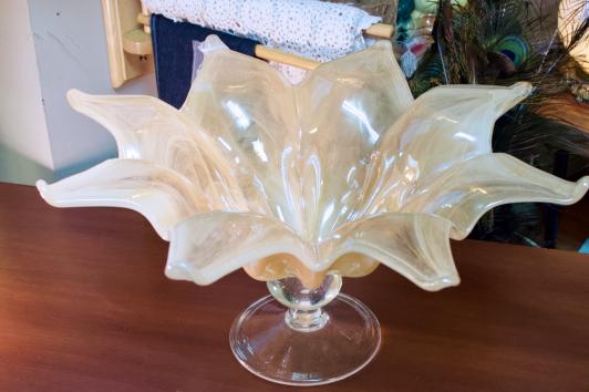 Murano Arte glass Lavora Zione pedestal bowl