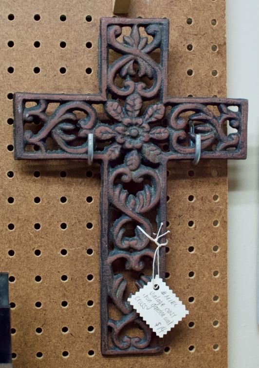 Vintage cast iron garden wall cross