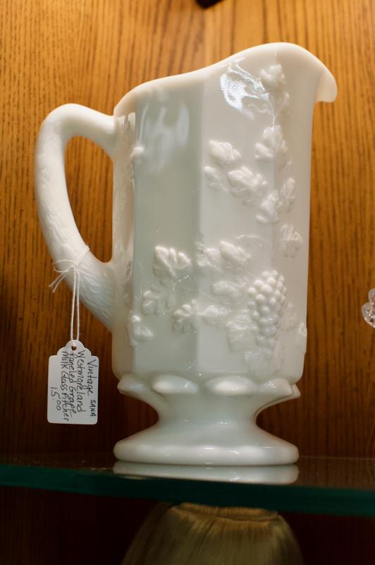 Vintage Westmoreland paneled grape milk glass pitcher