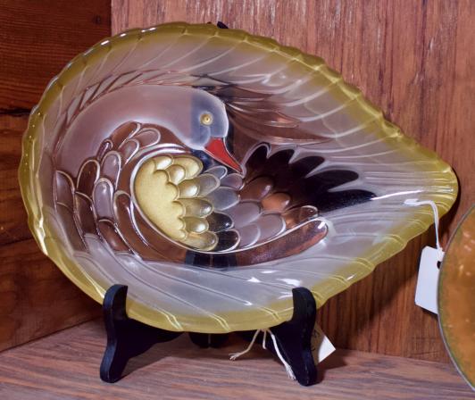 Glass swan / duck bowl
