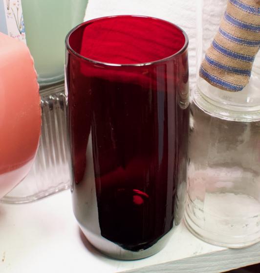 Red juice glass