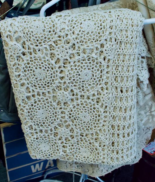 Vintage crocheted tablecloth or bed topper
