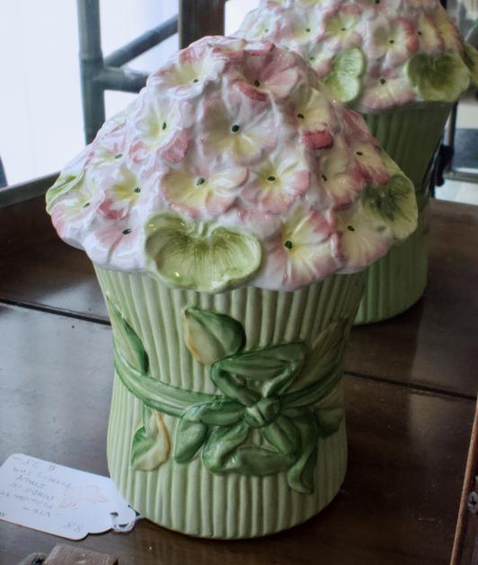 Vintage flower top pottery jar