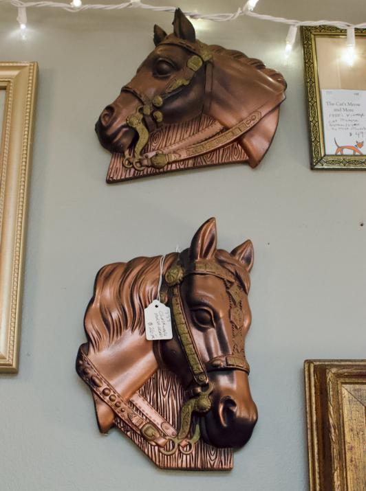 Chalkware horse heads