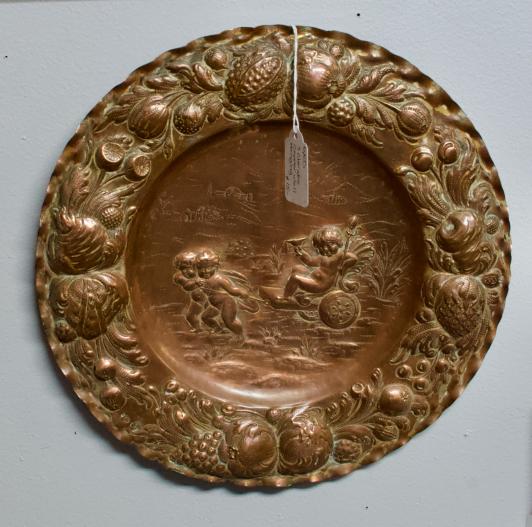 3 cherubs copper wall hanging