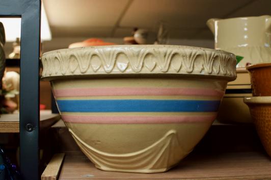 Yellow ware mixing bowl