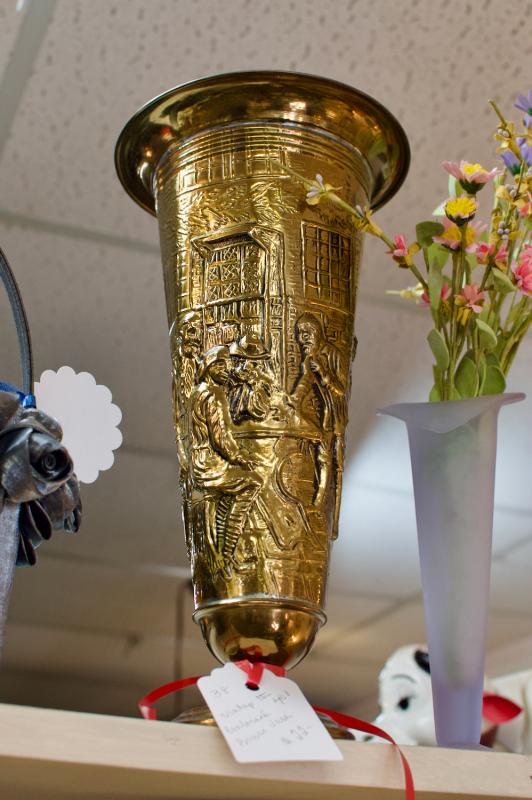 Vintage embossed brass vase