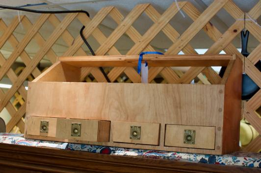 Vintage wooden carpenter’s toolbox caddy