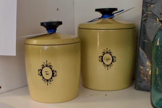 West bend enamel / aluminum tea & coffee canisters