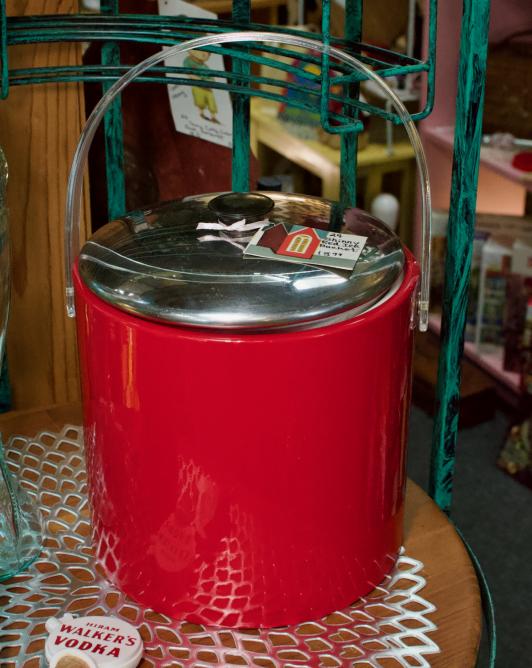Shiny red ice bucket