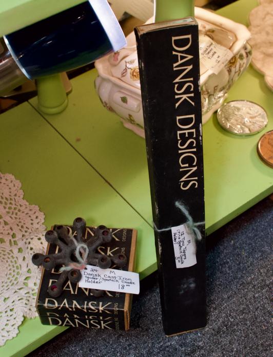 Dansk cast iron spider / Sputnik candle holder & tapers