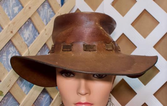 Hand tooled leather hat