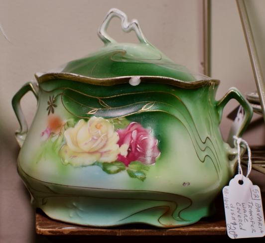 Transferware covered dish