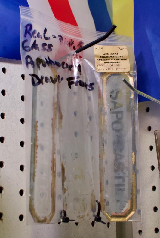 Real rare glass apothecary drawer fronts