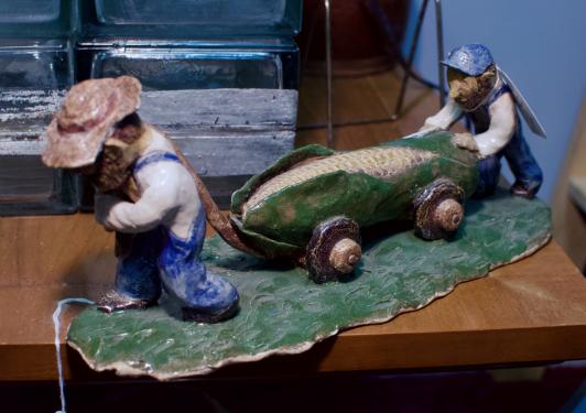 Corn pottery sculpture