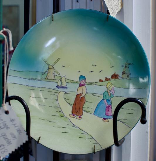 Charming, old Lebeau porcelain holland scene plate
