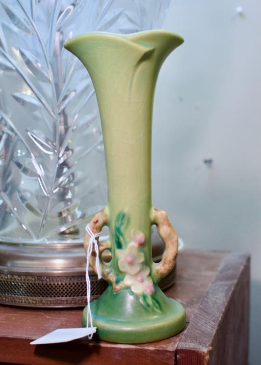 Roseville apple blossom vase