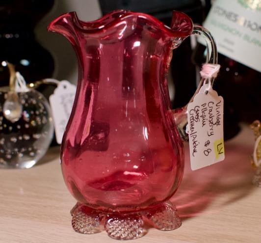 Vintage cranberry pilgrim glass creamer/pitcher