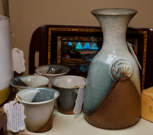 Vintage pottery craft USA decanter / water carafe