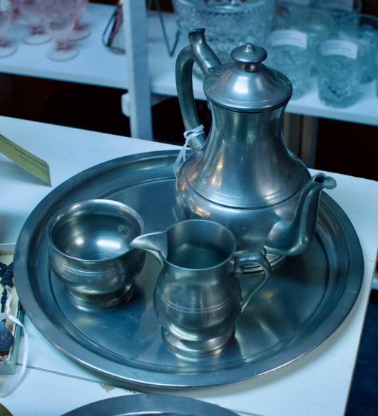 4 piece tea set by Woodbury Pewter