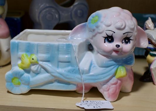 Rubens Originals ceramic lamb w/ cart planter