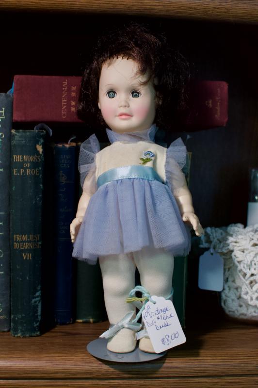 Vintage doll w/ blue dress