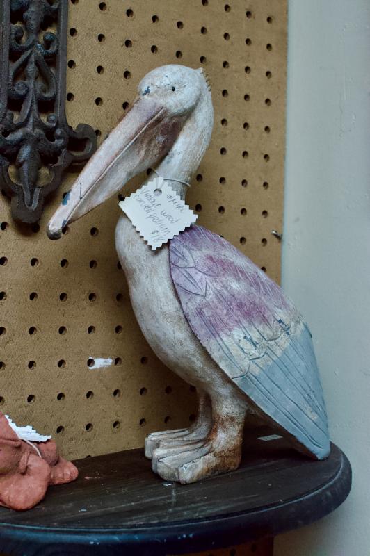 Vintage wood carved pelican