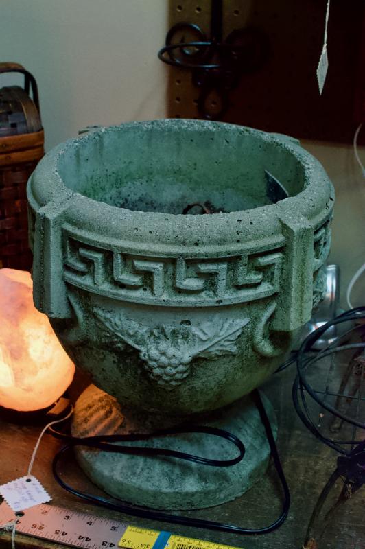 Solid concrete garden planter urn