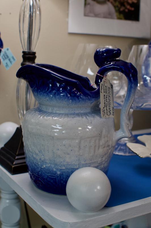 Rockingham horse head handled pitcher