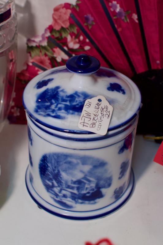 Blue & white canister
