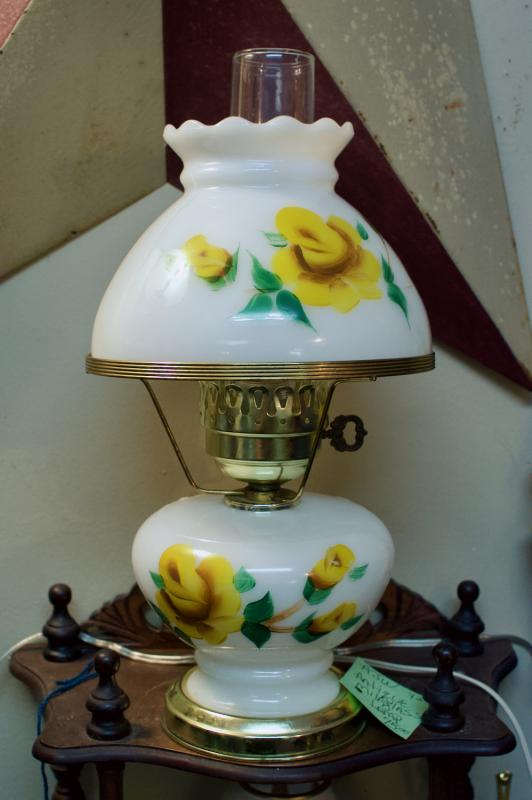 Antique milk glass lamp