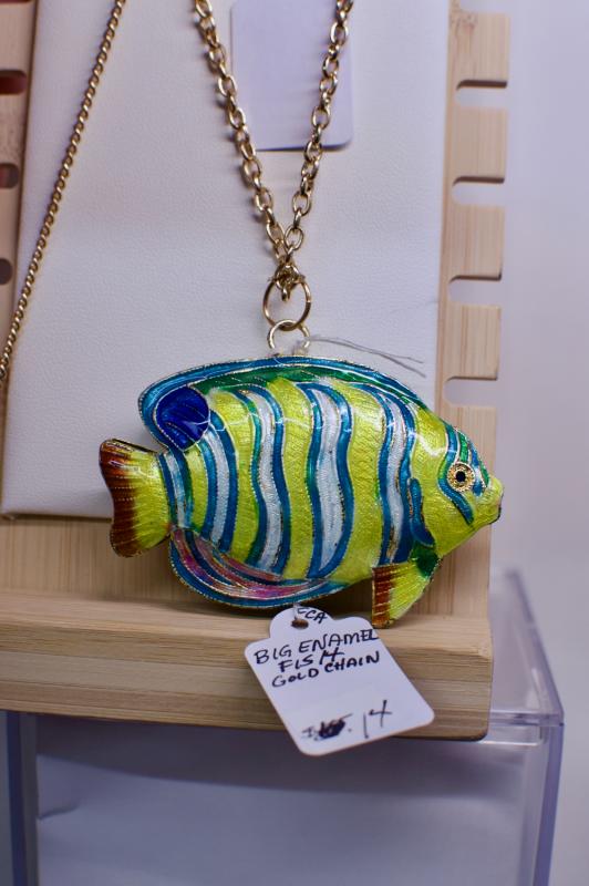 Big enamel fish gold chain