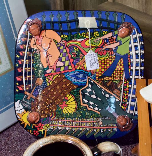 Hand painted Mexican folk art platter