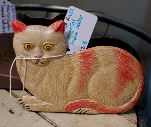 Orange cat napkin holder