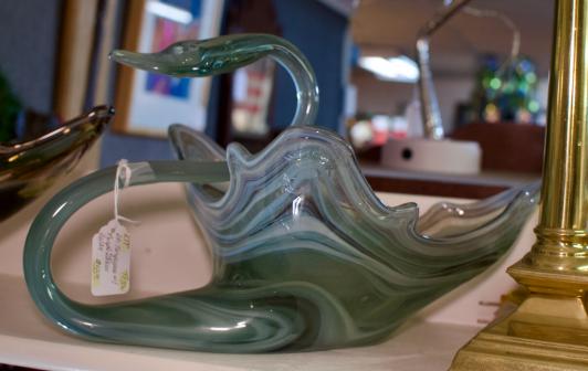 Turquoise w/ purple glass swan