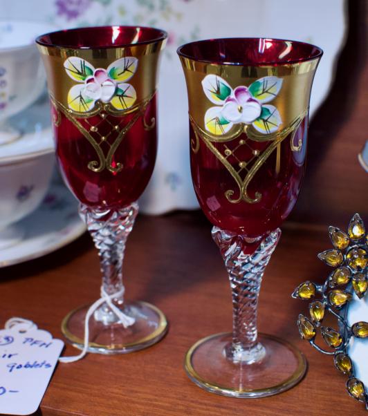 Pair of red goblets