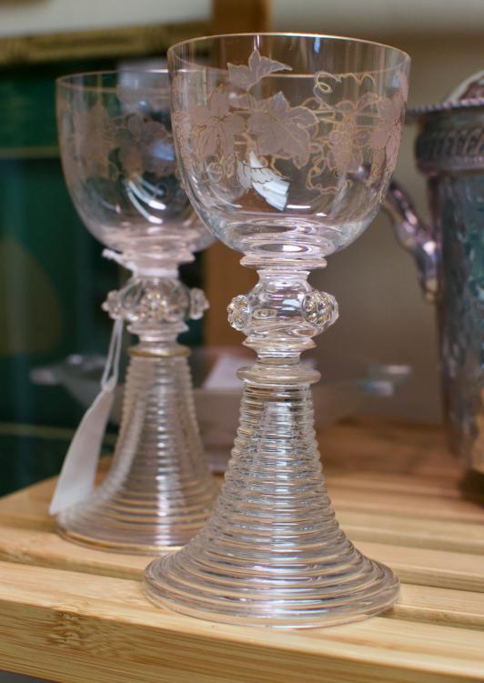 Antique bohemian grape & leaf wine glasses