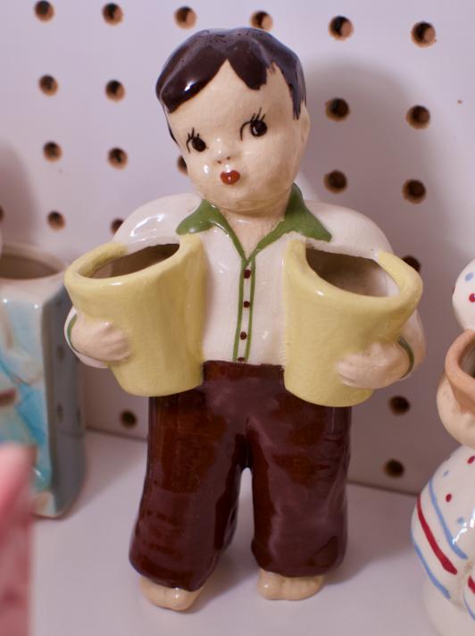 Boy holding buckets for plants - rare