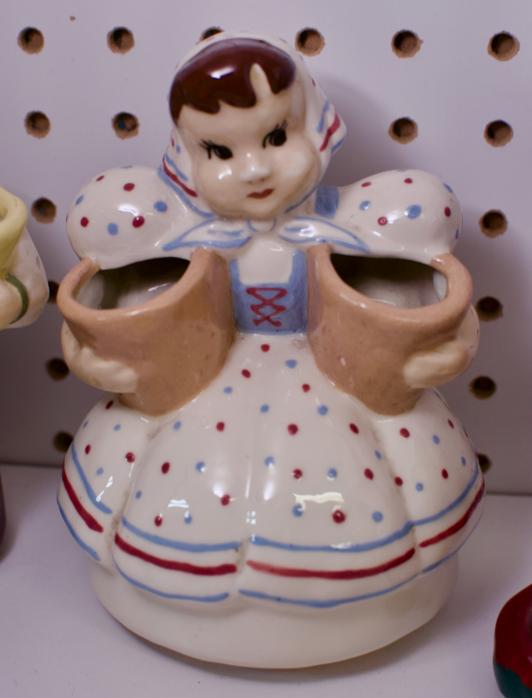 Girl holding buckets for planter - rare