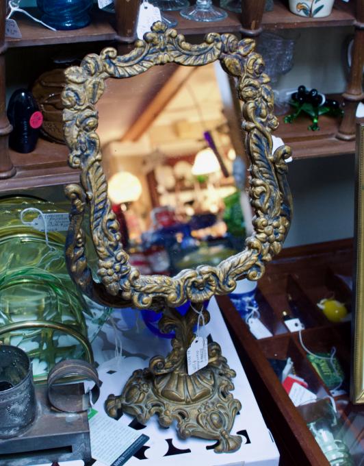 Vintage brass & glass mirror