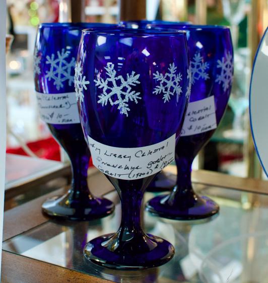 Libbey Celestial snowflake goblets (1980s)